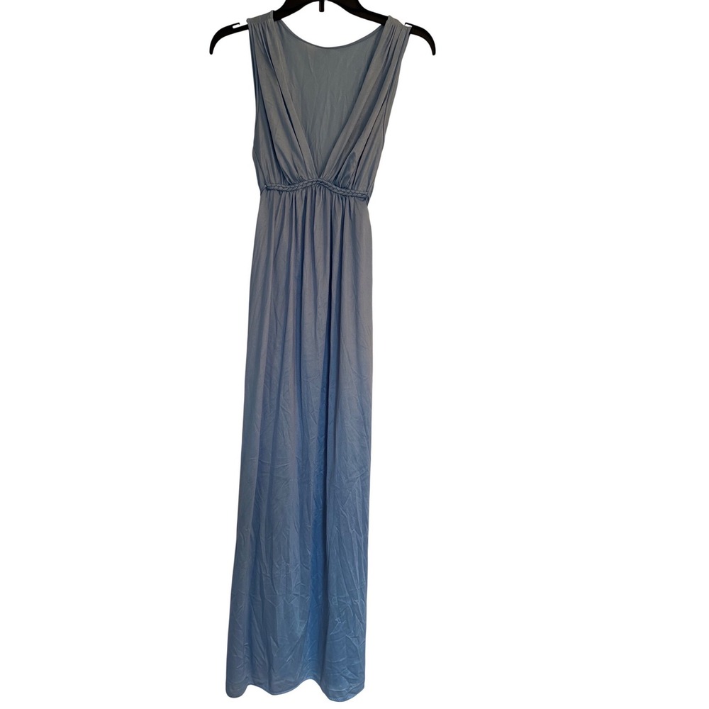 VTG Val Mode Grecian Goddess Maxi Slip Dress Nightgown Blue Medium
